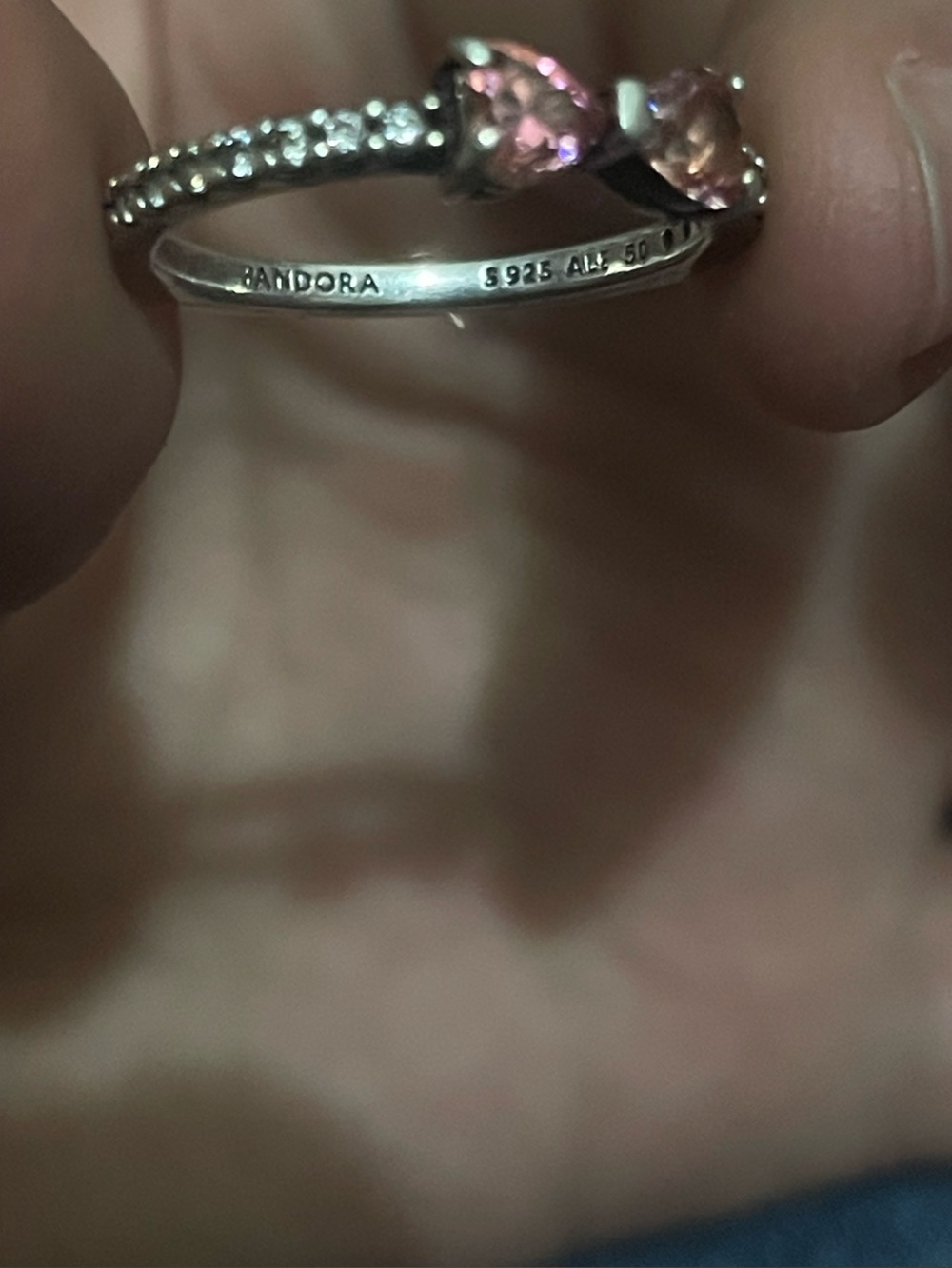 Sparkling Pink Bow Ring Pandora Sterling Silver Size 5 - Picture 3 of 4